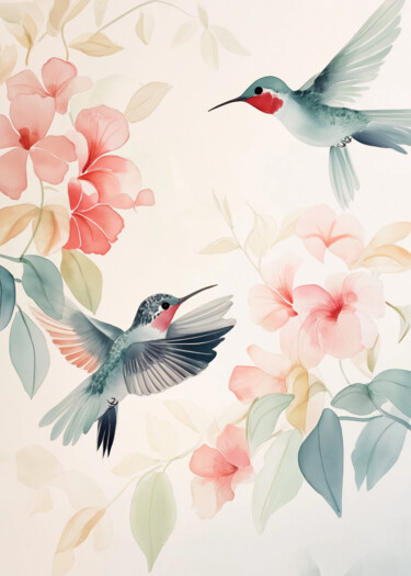 Digital Arts με τίτλο "Elegant Hummingbird…" από 春宇 关, Αυθεντικά έργα τέχνης, Εικόνα που δημιουργήθηκε με AI Τοποθετήθηκε στ…