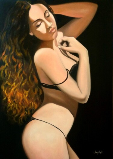Schilderij getiteld "Morning" door Anna Rita Angiolelli, Origineel Kunstwerk, Olie Gemonteerd op Frame voor houten brancard