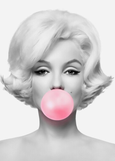 "Pink Bubblegum Kiss…" başlıklı Dijital Sanat 春宇 关 tarafından, Orijinal sanat, AI tarafından oluşturulan görüntü Karton üzer…