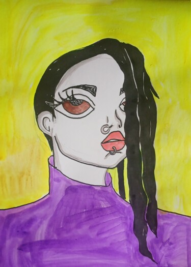 Tekening getiteld "Josie" door Ashton Knighting, Origineel Kunstwerk, Inkt