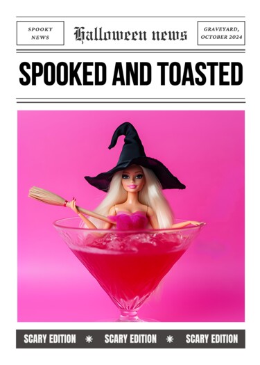 Digitale Kunst getiteld "Spooked and Toasted…" door Chun Yu Guan, Origineel Kunstwerk, AI gegenereerde afbeelding Gemonteerd…