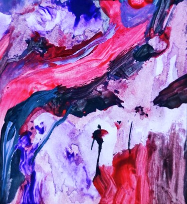 Painting titled "Little purple and r…" by Milto Sideris, Original Artwork, Acrylic