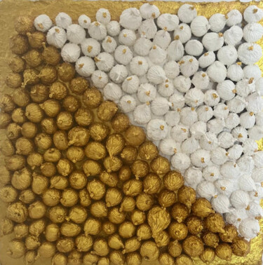 Collages titled "Feigen.Weiss.Gold" by Anne Elisia Kempmann, Original Artwork, Collages