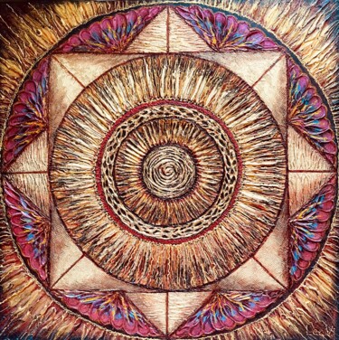 The Mandala of Money and Abundance. 「The Mandala of Mone…」というタイトルの絵画 Léa Viによって, オリジナルのアートワーク, アクリル 段ボールにマウント