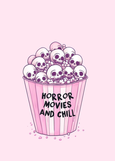 "Horror Movies and C…" başlıklı Dijital Sanat 春宇 关 tarafından, Orijinal sanat, AI tarafından oluşturulan görüntü Karton üzer…
