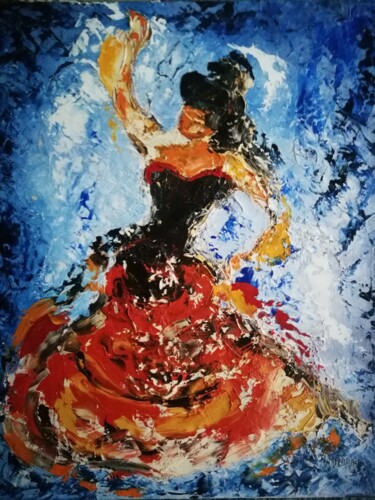 Schilderij getiteld "flamenco (I)" door Raphael Marras, Origineel Kunstwerk, Olie