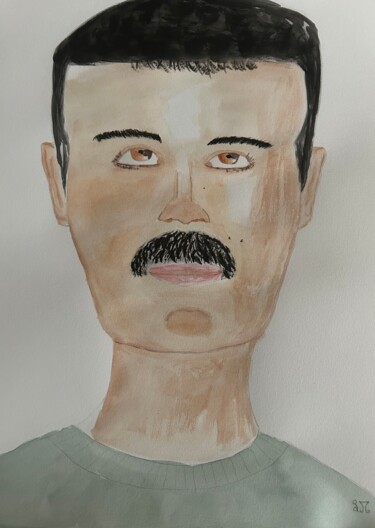 Pittura intitolato "Freddie Mercury" da Lourdes M, Opera d'arte originale, Acquarello
