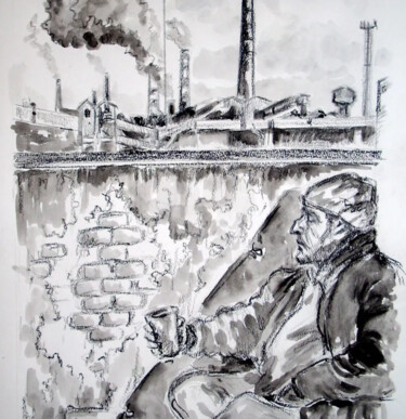 Desenho intitulada "C'è Lavoro, Aria Pu…" por Francis Allenby, Obras de arte originais, Aquarela