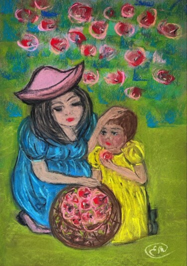 Dibujo titulada "Giving life" por Vselena, Obra de arte original, Pastel