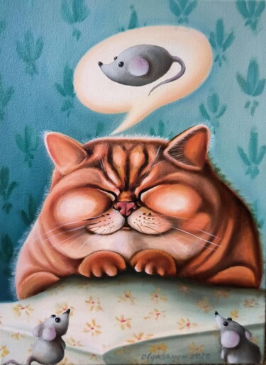 Painting titled "Sweet dreams" by Olga Sarukhanova, Original Artwork, Oil Mounted on Wood Stretcher frame