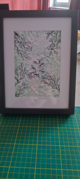 Schilderij getiteld "Nature peinture" door Atelier Coloré De Mélanie, Origineel Kunstwerk, Aquarel Gemonteerd op Glas