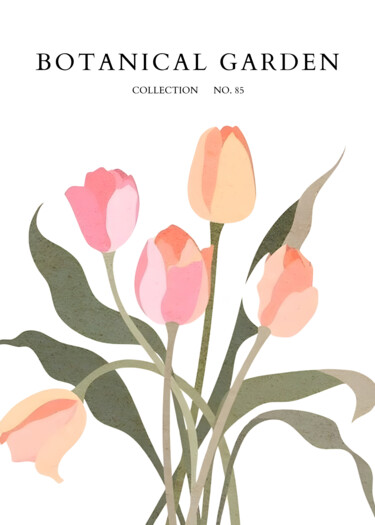 Digitale Kunst getiteld "Elegant Tulips from…" door Chun Yu Guan, Origineel Kunstwerk, AI gegenereerde afbeelding Gemonteerd…