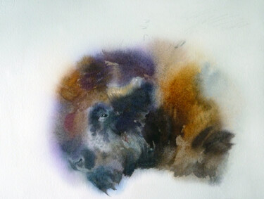 绘画 标题为“Watercolor Bison” 由Tatiana Sereda, 原创艺术品, 水彩