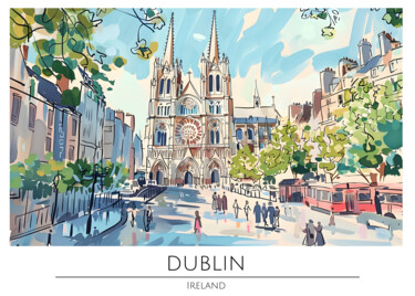 Digital Arts titled "Dublin's Gothic Cat…" by Chun Yu Guan, Original Artwork, AI generated image Mounted on Cardboard