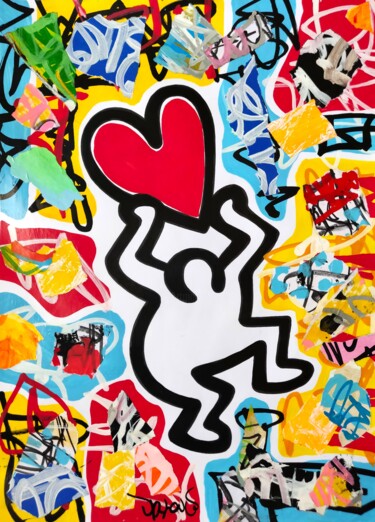 Happy love red ( Tribute to Keith Haring ) 绘画 标题为“Happy love red ( Tr…” 由Dr. Love, 原创艺术品, 丙烯