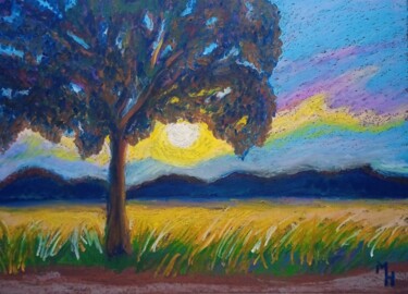 Painting titled "Meadows" by Maximilian Honderflenik, Original Artwork, Pastel