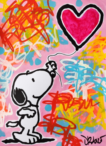 Pittura intitolato "Snoopy happy love" da Dr. Love, Opera d'arte originale, Acrilico
