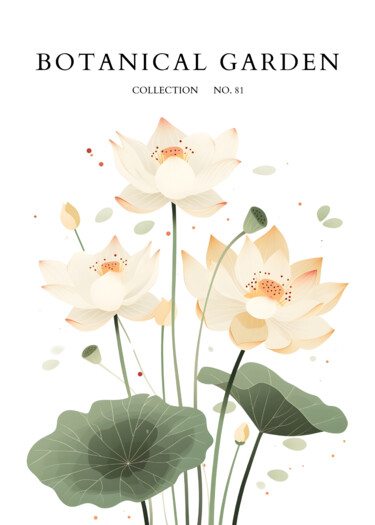 Digital Arts titled "Elegant Lotus Bloss…" by Chun Yu Guan, Original Artwork, AI generated image Mounted on Cardboard