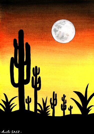 绘画 标题为“CACTUS” 由Aurélie Saez, 原创艺术品, 水彩