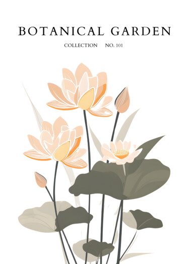 Digital Arts titled "Lotus Blossoms in S…" by Chun Yu Guan, Original Artwork, AI generated image Mounted on Cardboard