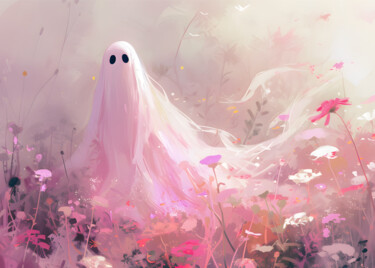 数字艺术 标题为“Ghostly Whispers in…” 由春宇 关, 原创艺术品, AI生成的图像 安装在纸板上