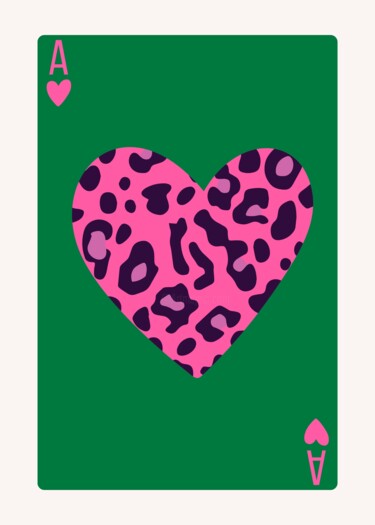 제목이 "Leopard Heart Ace o…"인 디지털 아트 春宇 关로, 원작, AI 생성 이미지 판지에 장착됨