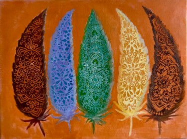 Nature’s Mandala Malerei mit dem Titel "Nature’s Mandala" von Vera Sol, Original-Kunstwerk, Öl Auf Keilrahmen aus Holz montiert