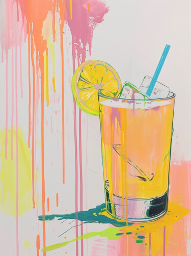 "Fizzy Lemonade Spla…" başlıklı Dijital Sanat 春宇 关 tarafından, Orijinal sanat, AI tarafından oluşturulan görüntü Karton üzer…