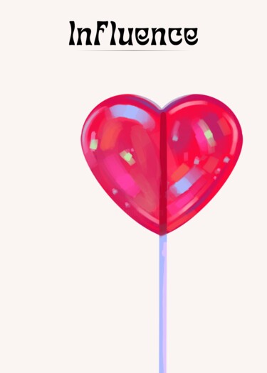 数字艺术 标题为“Heart Lollipop Infl…” 由春宇 关, 原创艺术品, AI生成的图像 安装在纸板上
