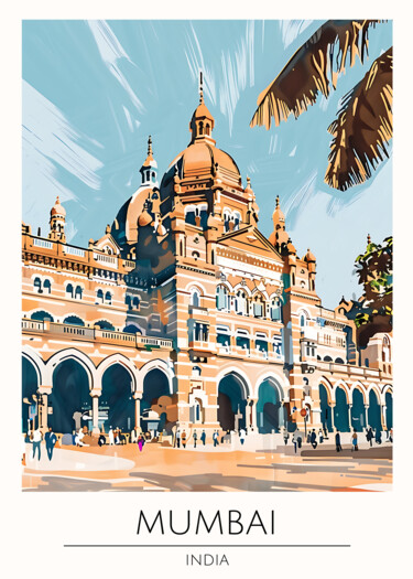 数字艺术 标题为“Mumbai's Grandeur:…” 由春宇 关, 原创艺术品, AI生成的图像 安装在纸板上