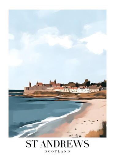Digital Arts με τίτλο "St Andrews Coastal…" από 春宇 关, Αυθεντικά έργα τέχνης, Εικόνα που δημιουργήθηκε με AI Τοποθετήθηκε στο…
