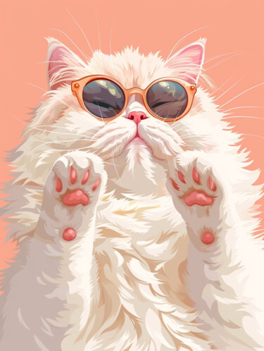 数字艺术 标题为“Sunglasses Cat: Coo…” 由春宇 关, 原创艺术品, AI生成的图像 安装在纸板上