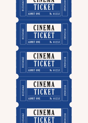 Digitale Kunst mit dem Titel "Vintage Cinema Tick…" von Chun Yu Guan, Original-Kunstwerk, KI-generiertes Bild Auf Karton mon…