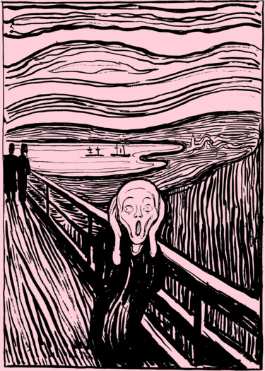 "The Scream: Urban A…" başlıklı Dijital Sanat 春宇 关 tarafından, Orijinal sanat, AI tarafından oluşturulan görüntü Karton üzer…
