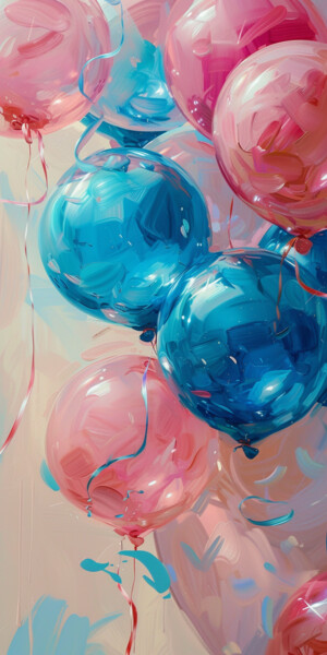 제목이 "Colorful Balloons C…"인 디지털 아트 春宇 关로, 원작, AI 생성 이미지 판지에 장착됨