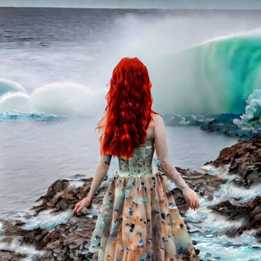 "Girl With Red Hair…" başlıklı Dijital Sanat Meahau tarafından, Orijinal sanat, AI tarafından oluşturulan görüntü