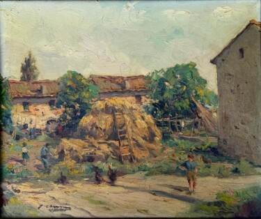 Schilderij getiteld "Escena rural con pa…" door Joaquin Asensio Marine, Origineel Kunstwerk, Olie Gemonteerd op Houten paneel