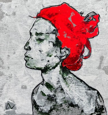 Картина под названием "Aux cheveux rouges" - Aurore Labre, Подлинное произведение искусства, Акрил