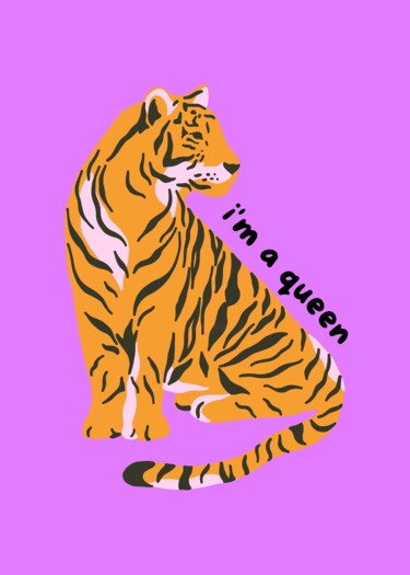 数字艺术 标题为“Royal Tiger: I'm a…” 由春宇 关, 原创艺术品, AI生成的图像 安装在纸板上