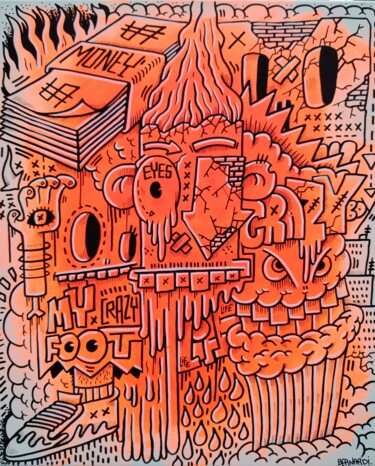 Peinture intitulée "Orange 🍊 & money 💵" par Alexis Bernardi, Œuvre d'art originale, Acrylique Monté sur Châssis en bois