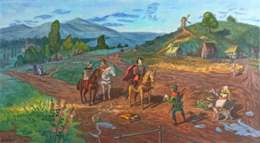Conversation with the landowner Картина под названием "Conversation with t…" - Shaliko Saghatelyan, Подлинное произведение искусства, Масло Установлен на Де…