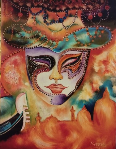 绘画 标题为“carnaval de venise…” 由Raphael Marras, 原创艺术品, 油 安装在木质担架架上