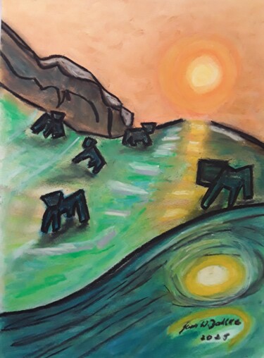 Peinture intitulée "Happiness of Sunrise" par Sven W. Dahlke, Œuvre d'art originale, Craie