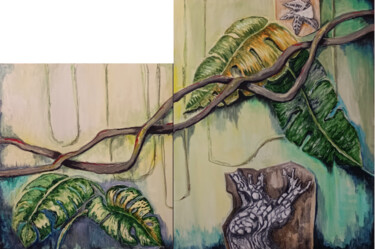 “Anatomia di un silenzio verde” Painting titled "“Anatomia di un sil…" by Ludo, Original Artwork, Acrylic Mounted on Wood Stretcher frame