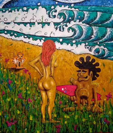 Painting titled "Day Six - The Lands…" by Gregory Evans, Original Artwork, Oil Mounted on Wood Stretcher frame