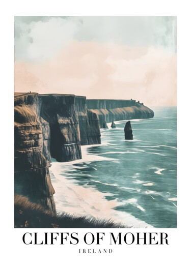 제목이 "Cliffs of Moher: Ir…"인 디지털 아트 春宇 关로, 원작, AI 생성 이미지 판지에 장착됨