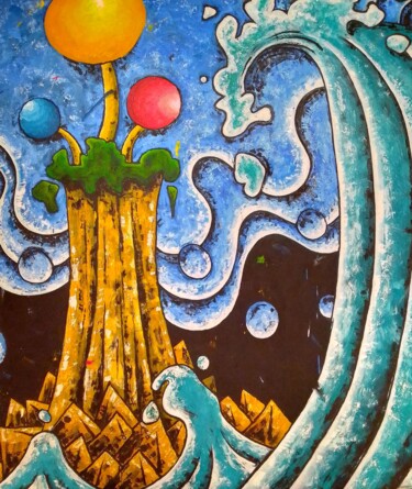 Painting titled "Day Three - Land Ap…" by Gregory Evans, Original Artwork, Oil Mounted on Wood Stretcher frame