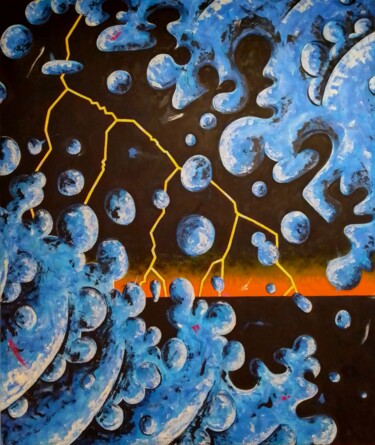 Painting titled "Day Two - The Water…" by Gregory Evans, Original Artwork, Oil Mounted on Wood Stretcher frame