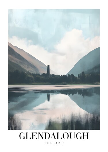 제목이 "Glendalough Serenit…"인 디지털 아트 春宇 关로, 원작, AI 생성 이미지 판지에 장착됨