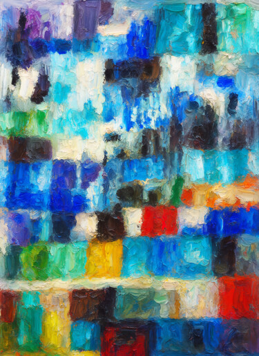Digitale Kunst getiteld "Abstrait coloré" door Pacôme Coquet, Origineel Kunstwerk, Inkt Gemonteerd op Aluminium